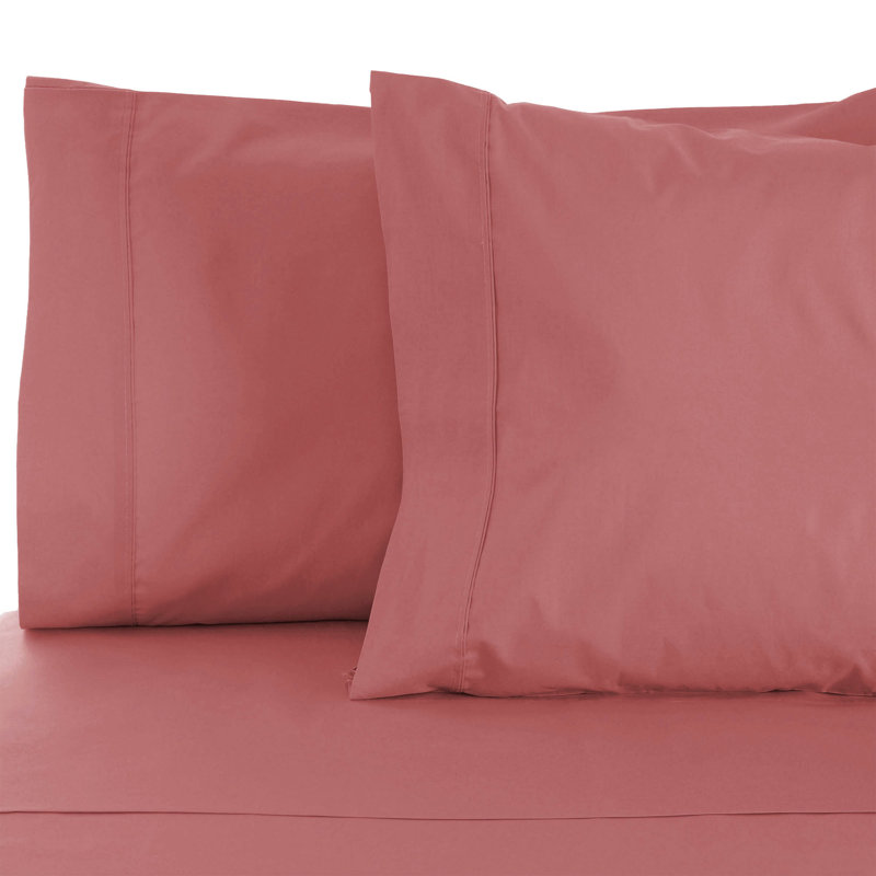 Edmont Certified Egyptian Cotton 530 Thread Count Solid Pillowcase, King, Blush