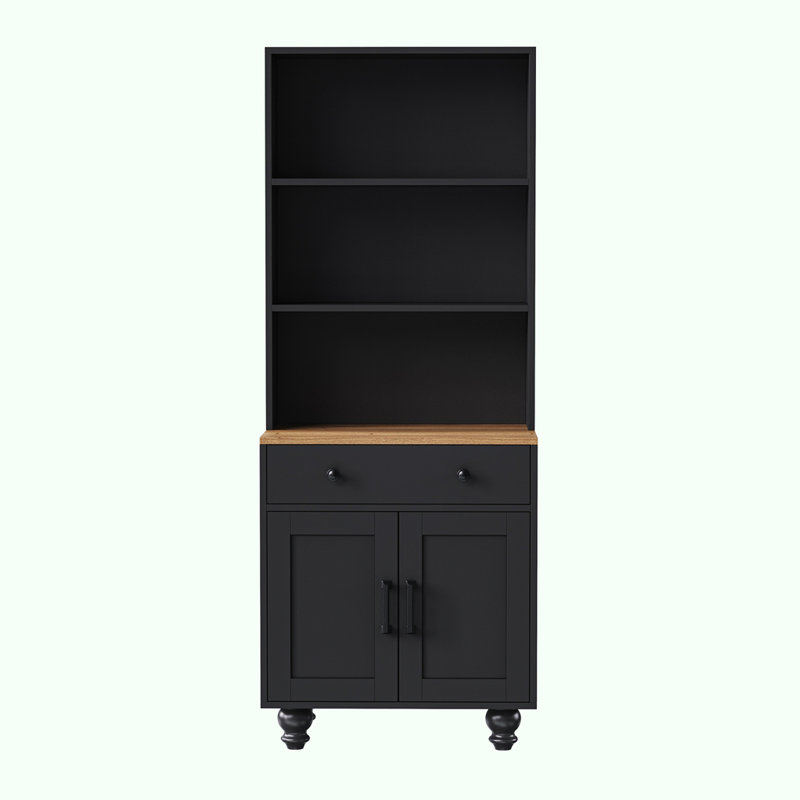 Farmhouse Storage Cabinet, Black/Natural