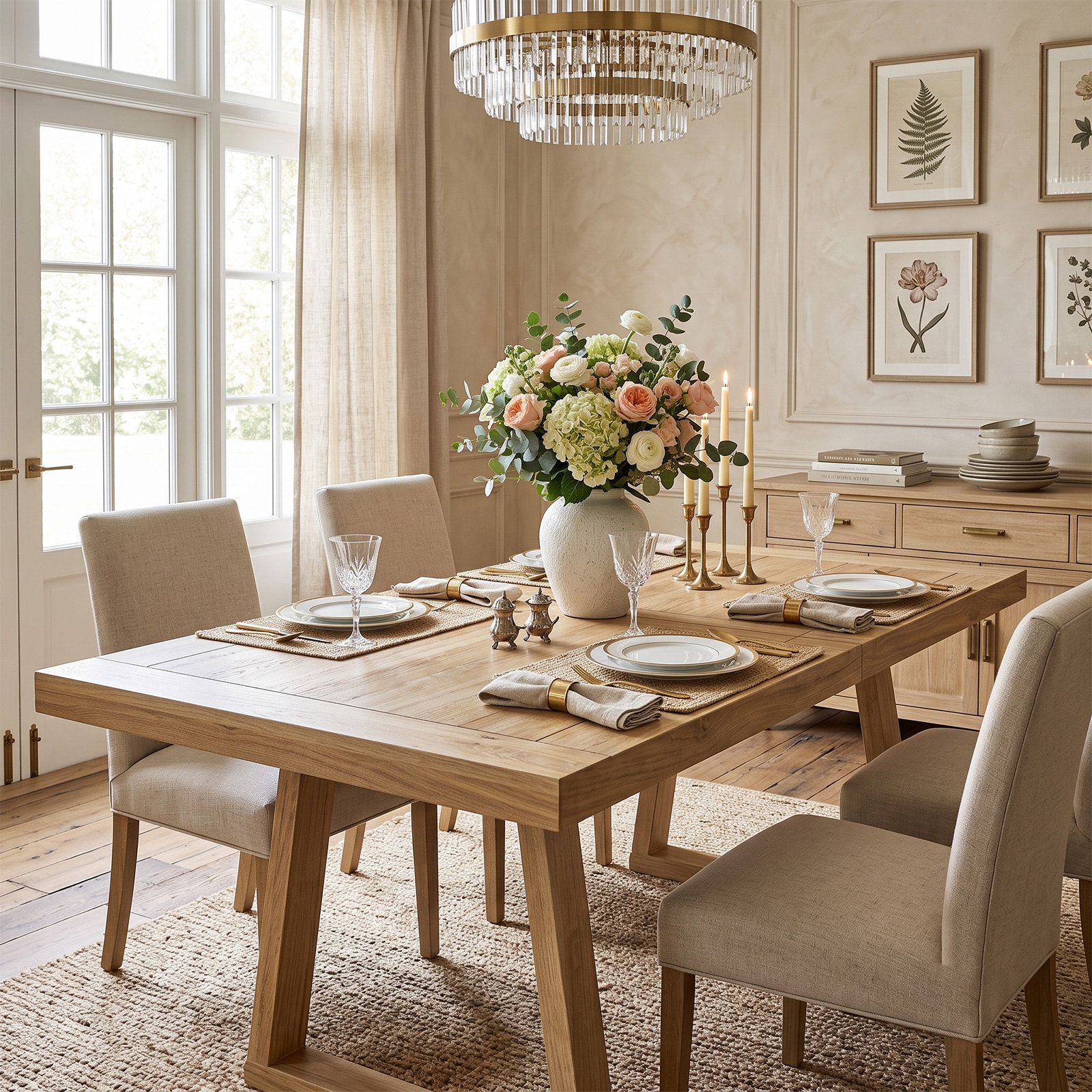 72" Extendable Dining Table, Natural Wood