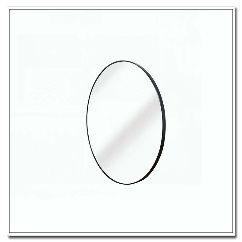 Miroir de salle de bain rond en métal, Noir