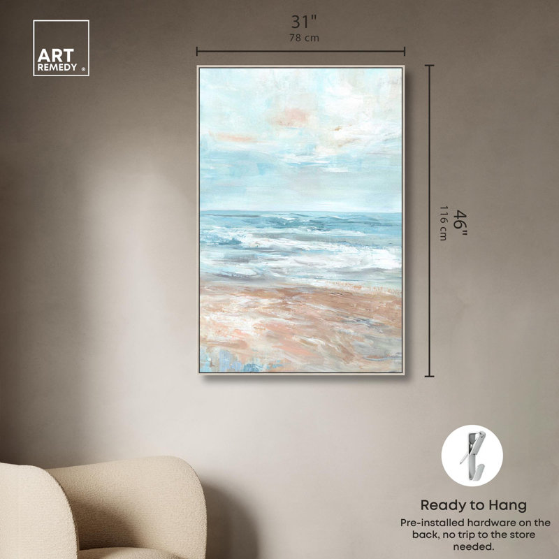 «Sparkling Riviera Coastal Art» par Art Remedy, H 45 po x l 30 po, Cadre argenté
