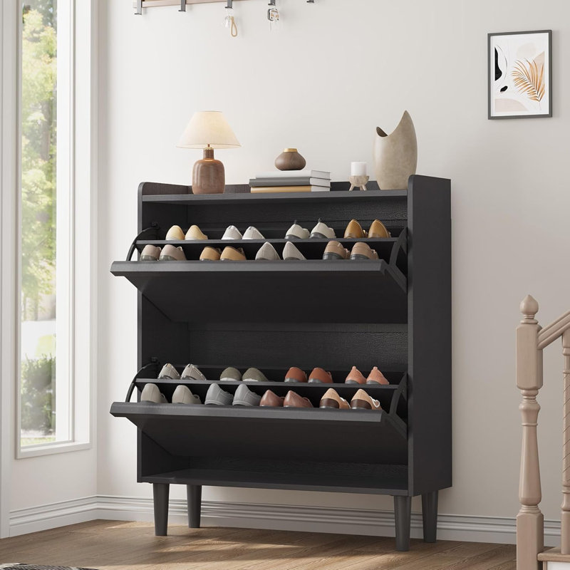Flip Down Shoe Storage, 95cm H x 80cm W x 26cm D, Black