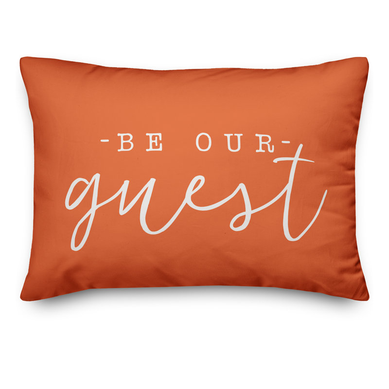 Textual Outdoor Throw Pillow, Orange/White