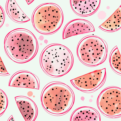 Watercolour Tropical Exotic Seamless Pattern With Dragon Fruit - Wrapped Canvas Print