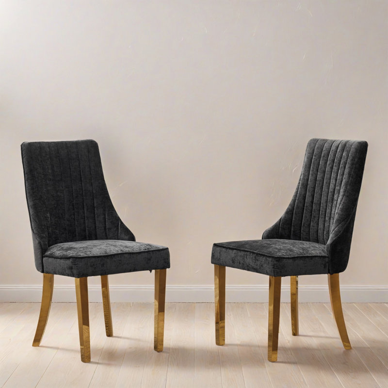 Ensemble de 2 chaises d'appoint Modern Kitchen, Doré, Noir