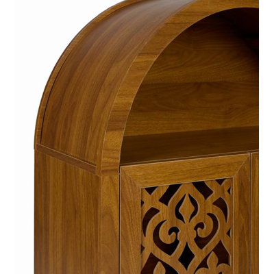 Armoire arquée sculptée à la main, armoire de rangement en bois massif avec tablette ouverte et 2 portes, grande armoire étroite pour le salon, la chambre à coucher et le vestibule