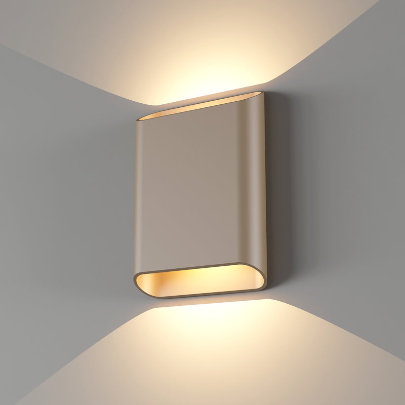 Applique murale moderne 7,8 po pour la chambre à coucher et le porche - intensité variable, imperméable à l'eau, blanc chaud 14 W 3000 K, couleur cappuccino intérieur / extérieur