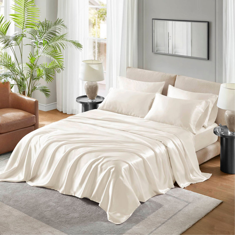 Ensemble de draps 4 pièces, 2 Twin Sheets + 2 Twin Pillowcases, Ivory