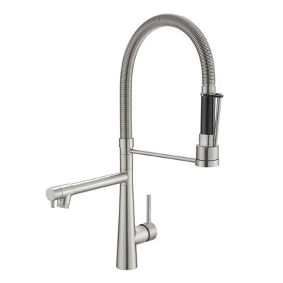 Robinet de cuisine rétractable à un trou avec remplisseur de pot Robinets d'évier de cuisine à poignée simple Robinets de lavabo en acier inoxydable avec douchette