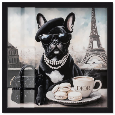 «Frenchie in Paris Treats Shadowbox Print» par Art Remedy
