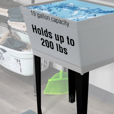22.875 In. X 23.5 In. 19 Gallon Thermoplastic Utility Sink Set With High-Arc Coil Pull-Down Faucet