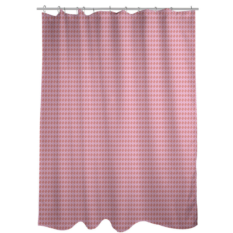 Geometric Shower Curtain, Pink/Brown, No