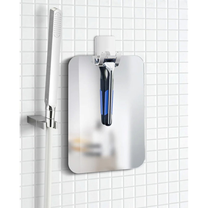 Miroir de douche avec rasoir auto-adhésif