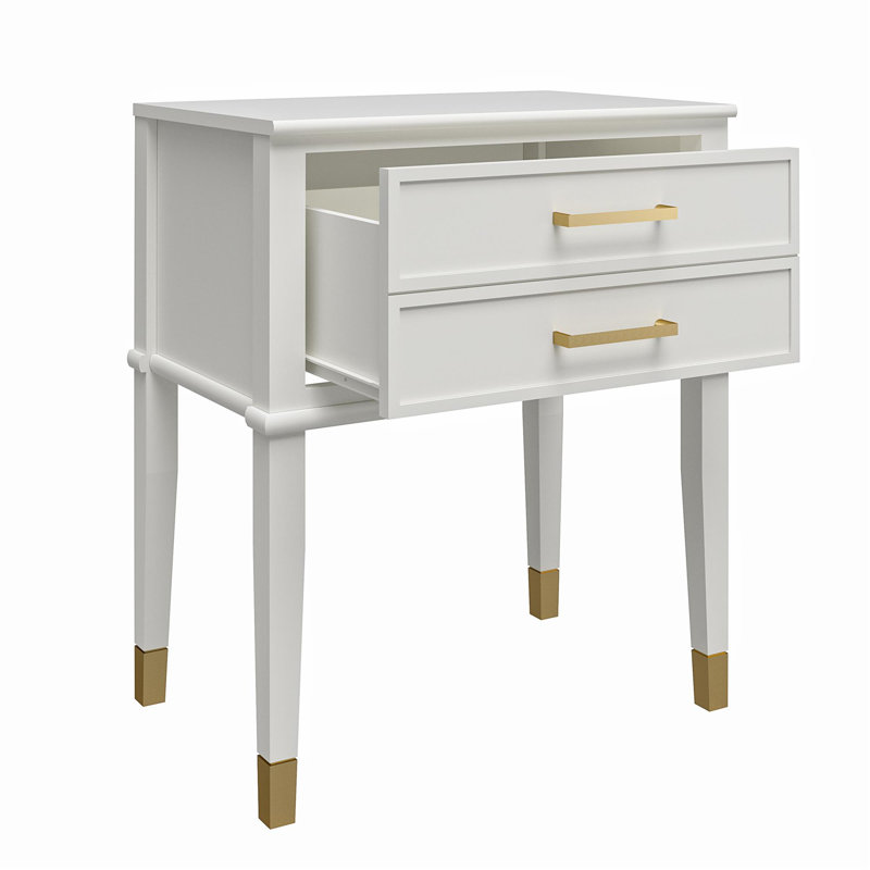 1 Drawer End Table, White
