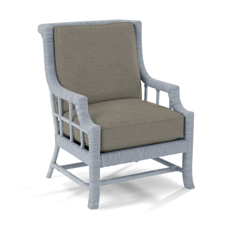 Lafayette Armchair, White Textured Performance; 0865-91, Sea Glass