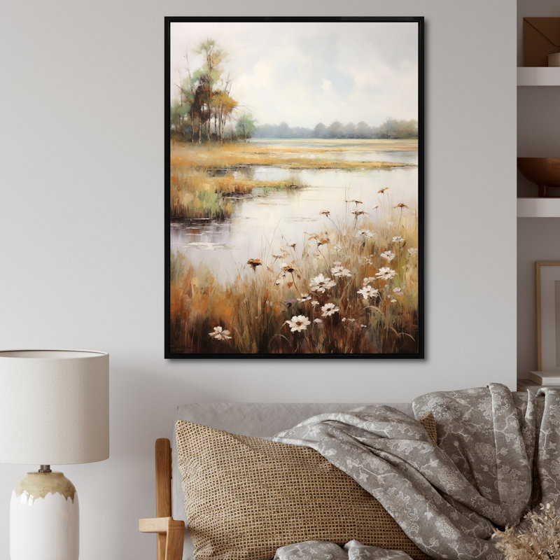 Meadow Timeless Beauty - Décoration murale florale, H 44 po x l 34 po x P 1,5 po, Cadre flottant noir