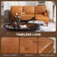 Canapé modulaire avec repose-pieds, canapé en L en similicuir, brun