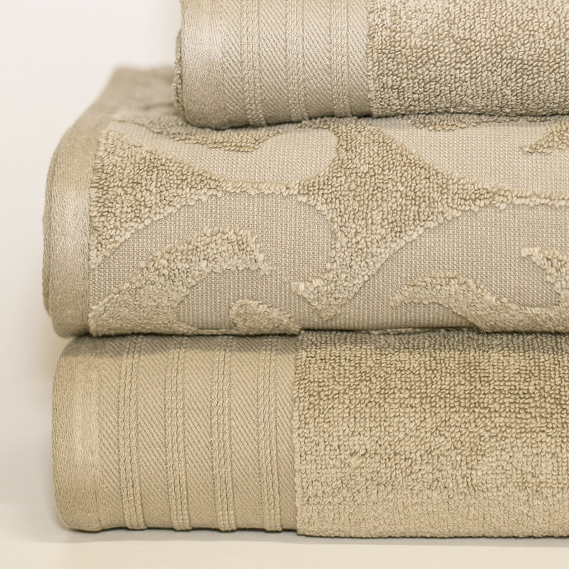 Taupe Egyptian Cotton Medallion Jacquard 6-Piece Towel Set