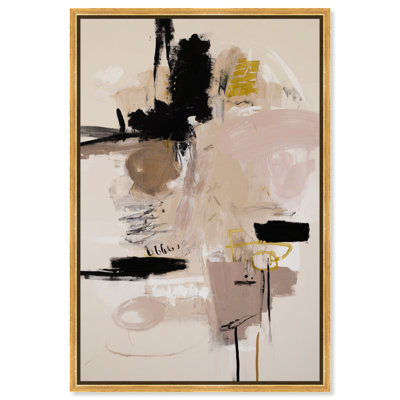 Obsidian Layer II Framed Canvas Print Boho Wall Decor by Art Remedy, Gold Frame, 16 x 24