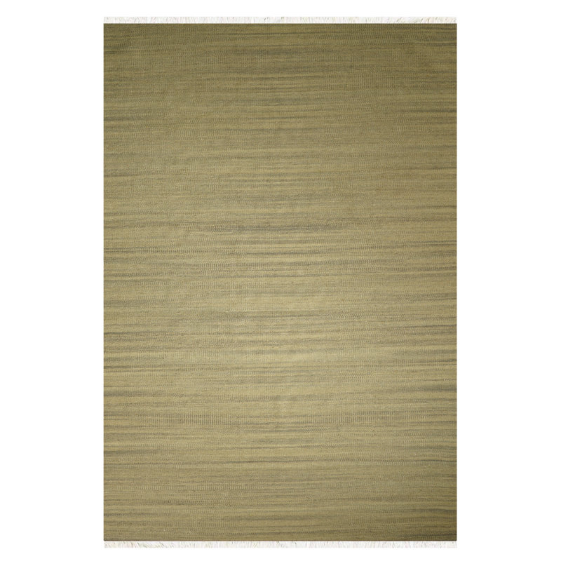Alithea Hand Woven Flat Weave Kilim Wool Eco-Friendly Area Rugs - Rectangle, Olive Color, Plain Solid Design, Low Pile Handmade Area Rugs for Living Room, Bed Room