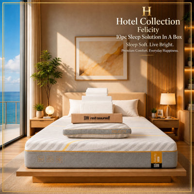 Ensemble de 10 pièces de matelas en mousse à mémoire de forme infusée de cuivre dans une boîte 10 pièces Sömn Company Rest Assured Felicity Hotel