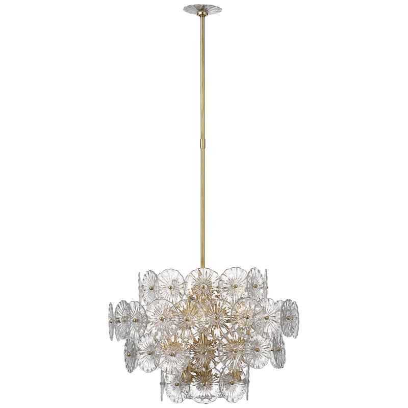 Julie Neill Gianna 24" Chandelie, Clear, Burnished Silver Leaf