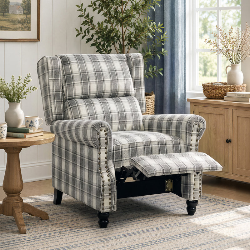 87.5cm Wide Glider Standard Recliner, Grey Linen