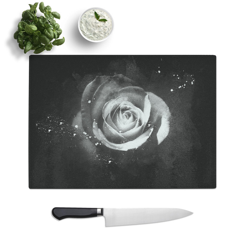 Tempered Glass Rose Rodion Kutsaev Chopping Board, 28.5 cm x 39 cm