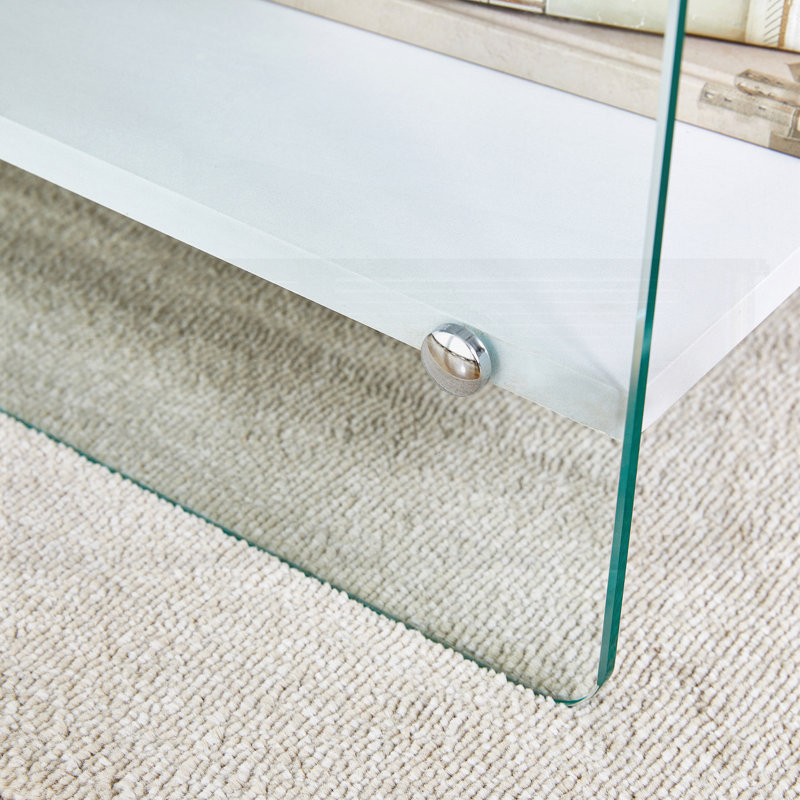 Transparent tempered glass Bedside table with drawers