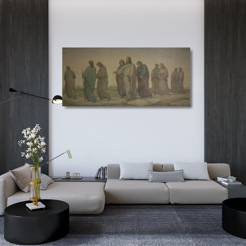 «Christ Walking with the Disciples» par Eduard Von Steinle - Art mural sur toile tendue avec châssis, H 48 po x l 33 po