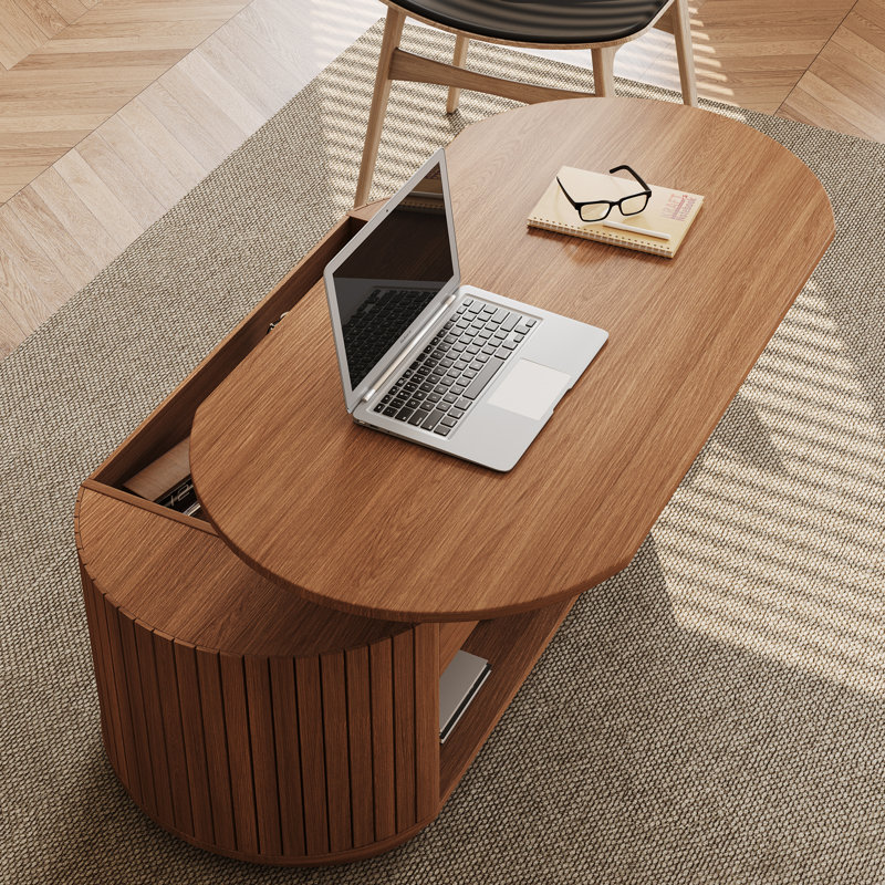 43-Inch Lift Top Wood Coffee Table, Center Tea Table With Hidden Storage Compartment And Open Shelf For Living Room, Apartment, Small Space, Brown