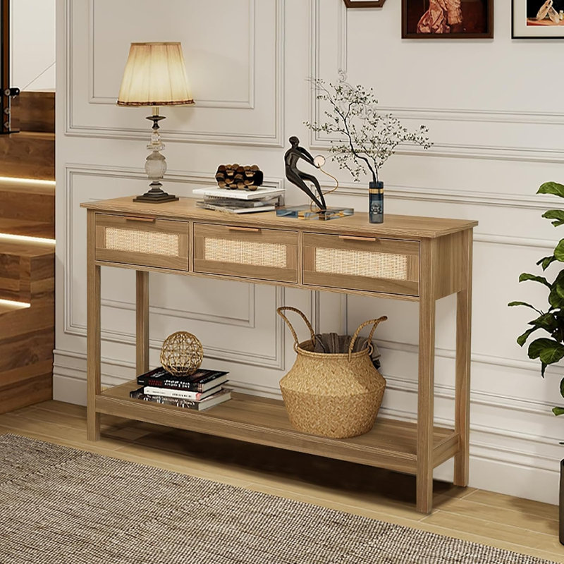 Console 51 po avec 3 tiroirs, Brun
