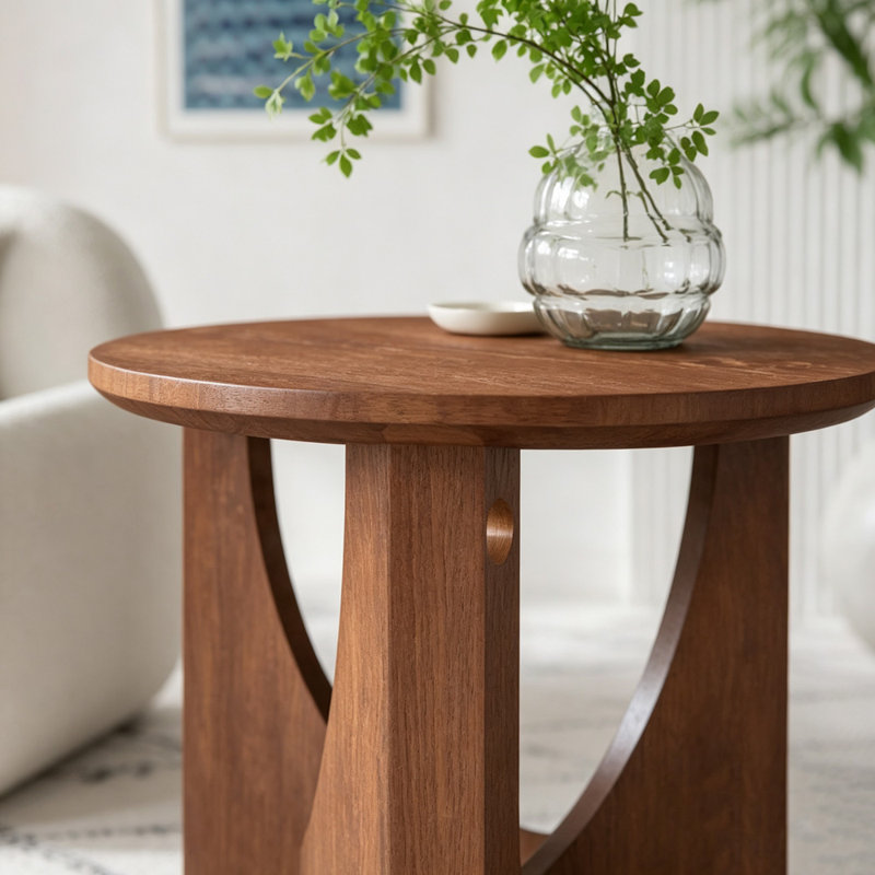 Solid Oak Round Side Table