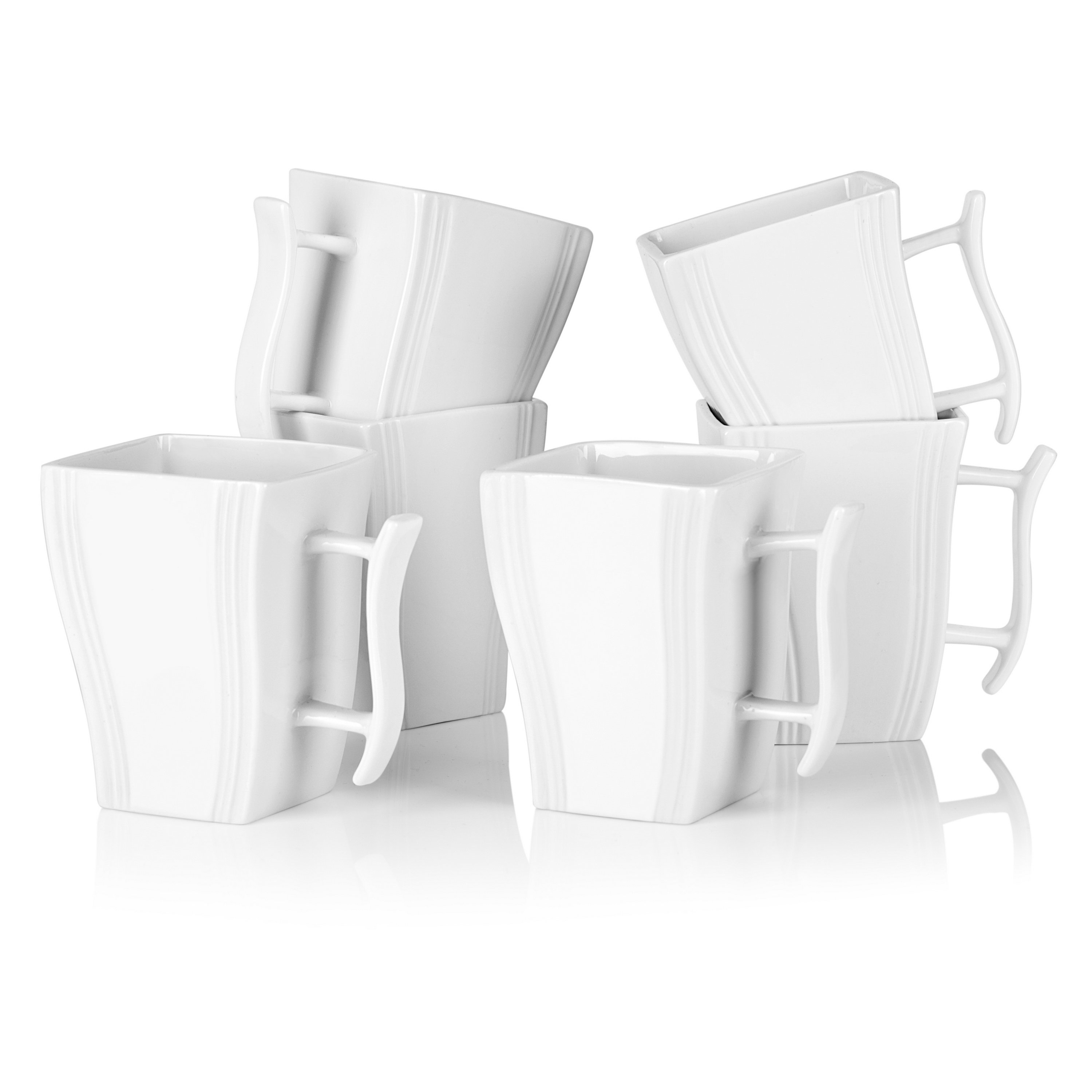 Malacasa, Carina Series Coffee Mugs, Ivory White Porcelain Coffee