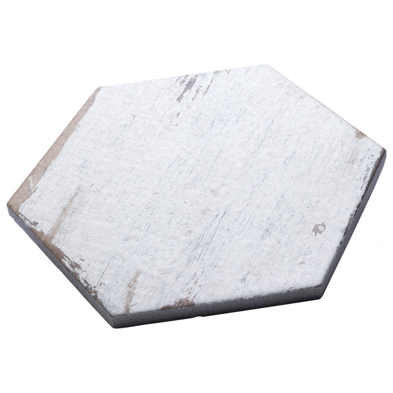 Retro 7" x 8" Porcelain Wood Look Wall & Floor Tile, Blanc