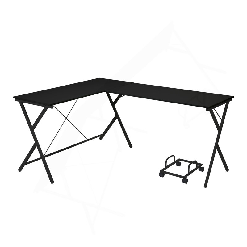 Versatile Computer Desk With Space-Saving L-Shape And Sturdy Construction, Black