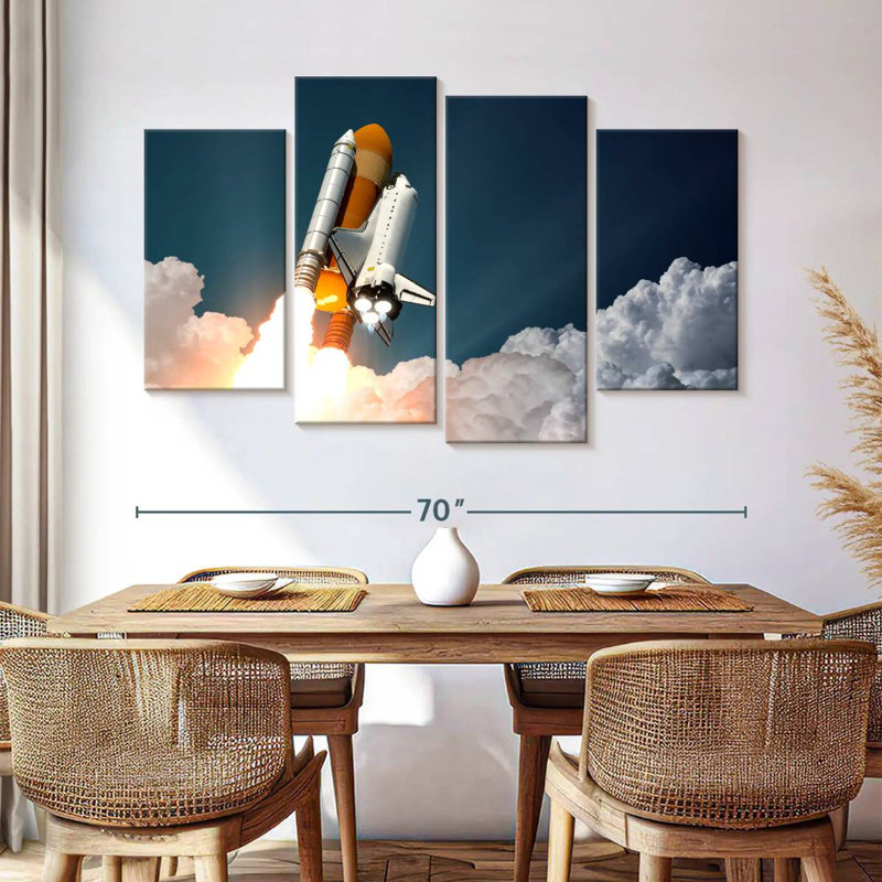 Oberle Rocket Flying To Space, 42" H x 68" W