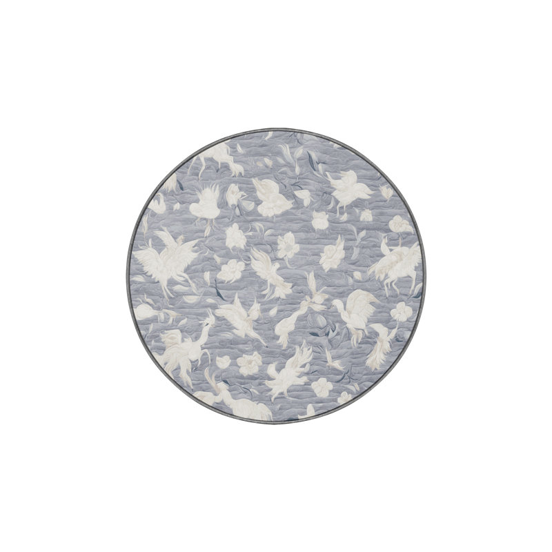Tapis gris lavable à la machine, Rond 7 pi