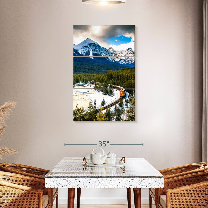 Mehar Winter Train Through Banff, 45" H x 28" W