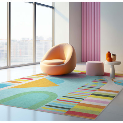 Tapis lavable multicolore Well Block