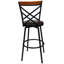 Tabouret de bar et tabouret de bar réglable en hauteur et en similicuir de 24 à 29 po avec dossier double X et siège espresso Tetlin, base en métal noir-437448951