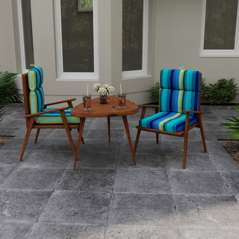 22" x 44" Outdoor Chair Cushion with Ties and Loop, Islip Teal