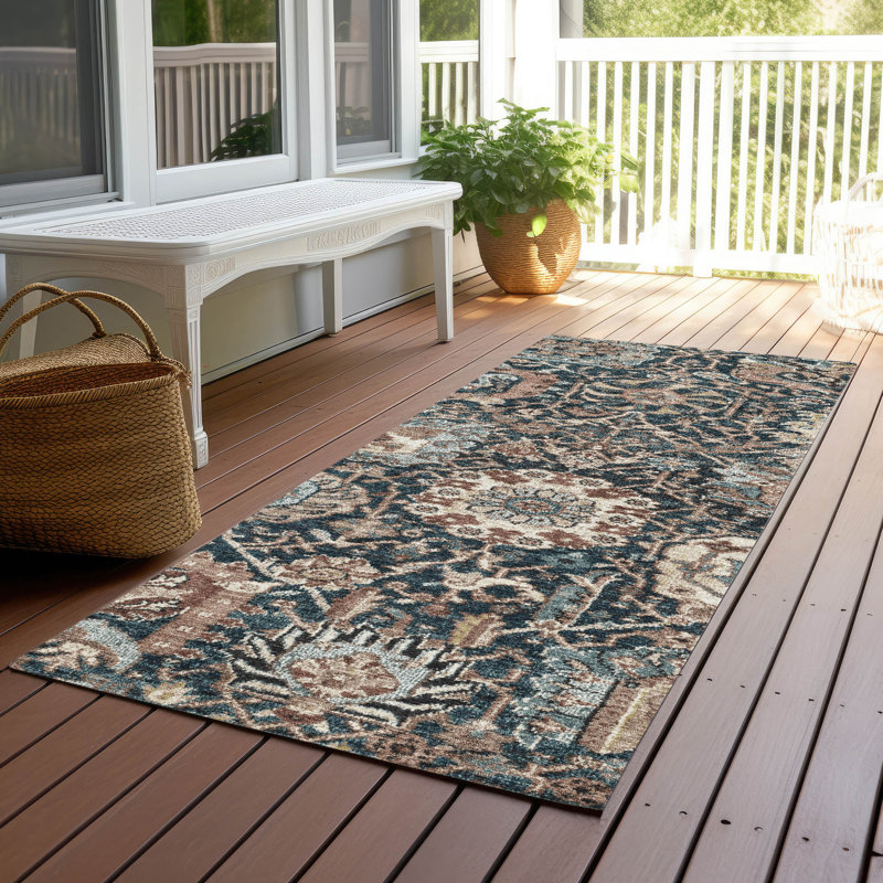 Machine Washable Indoor/Outdoor Christain ACN1325 Taupe Rug, Runner 2'3" x 7'6"