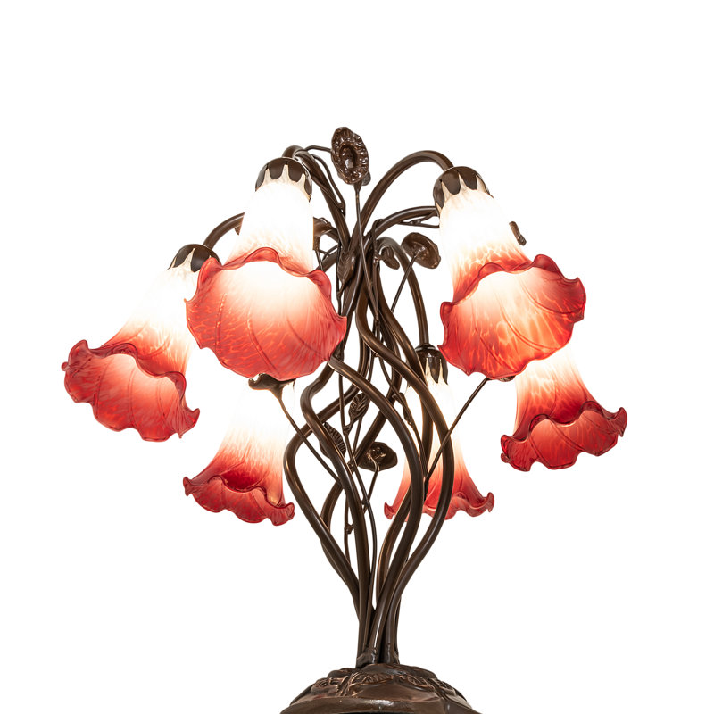 Meyda Tiffany & Stained Glass Table Lamp, Red/White