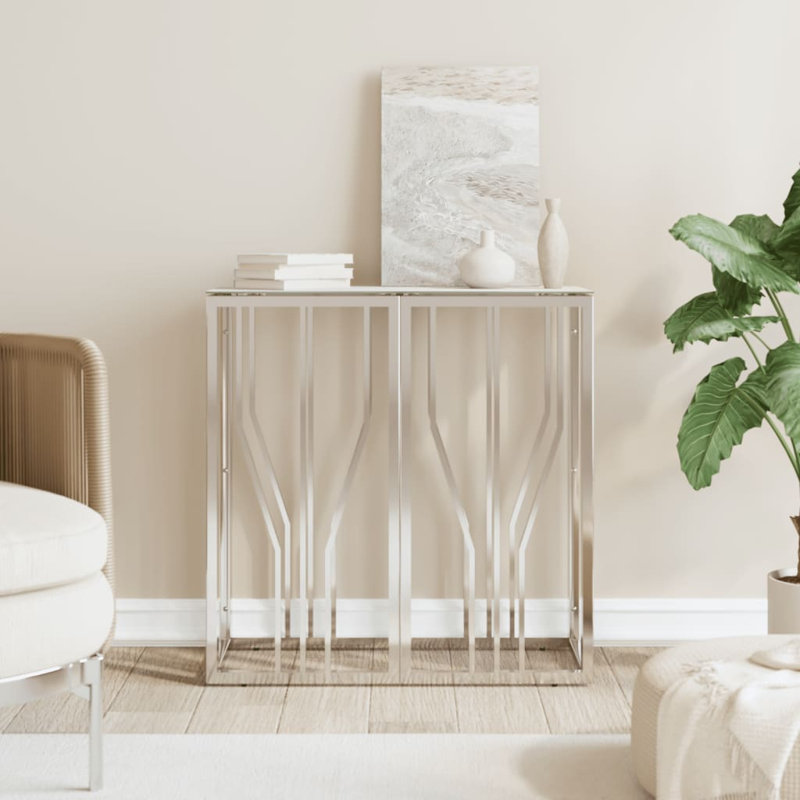 Console Wildomar, Transparent / nickel brossé mat, H 27,6 po x l 27,6 po x P 11,8 po
