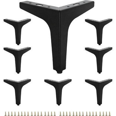 6 Inch Matte Black Metal Furniture Legs, Triangle Furniture Feet, Heavy Duty Replacement Set For TV Stand, Sofa, Dresser, Cabinet, And Vanity