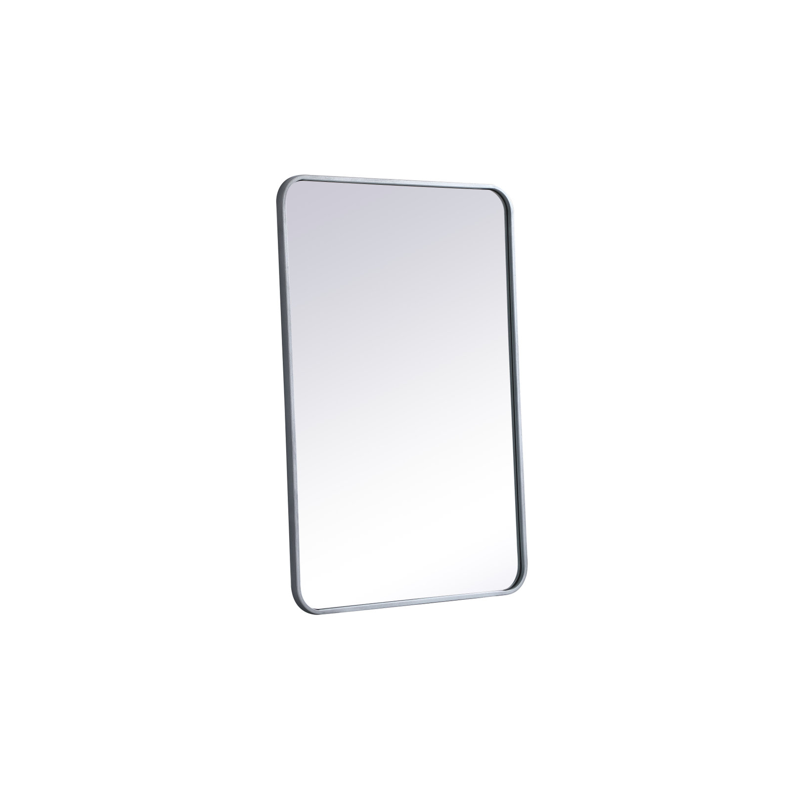 Sabine Metal Rounded Rectangle Wall Mirror, Silver, 36" x 24"