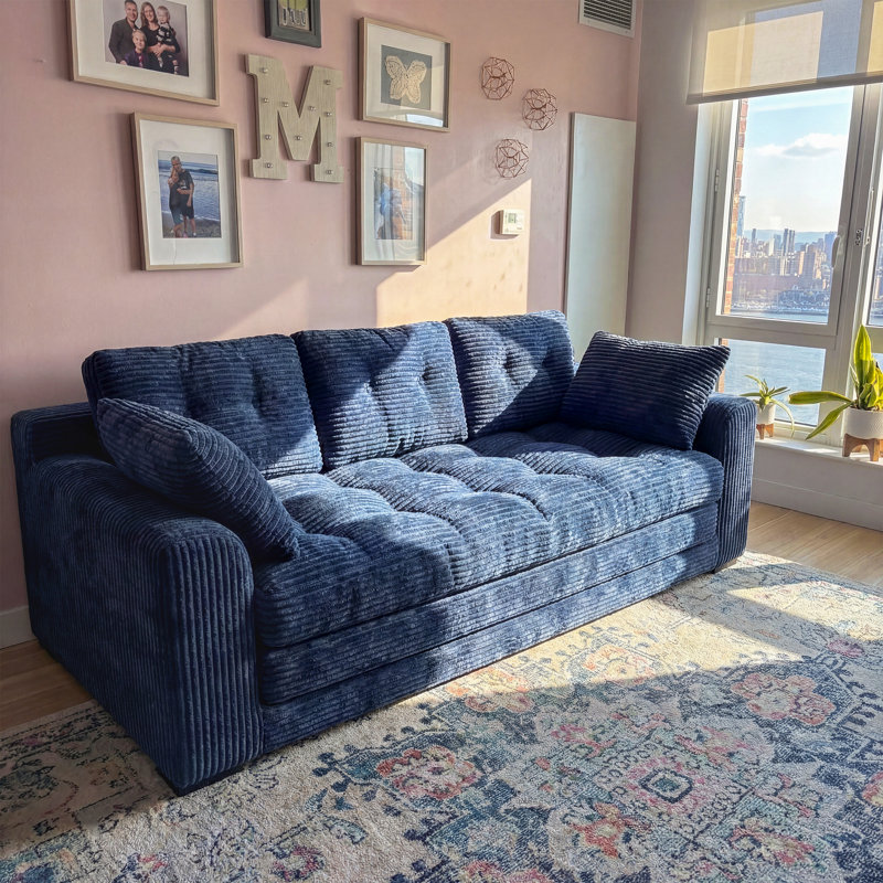 Boneless Convertible Folding Sofa Bed, Sponge Floor Couch with Pillows for Small Space Living Room Bedroom, No-Assembly Required