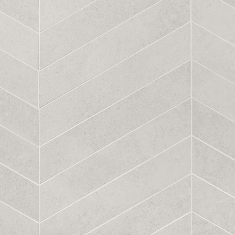 New Rock 4X21 Chevron Matte Porcelain Tile, Perla White