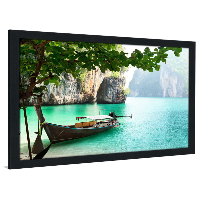 «Hidden Phi Phi Island Thailande», reproduction de photo encadrée, H 33,5 po x l 49,5 po x P 1 po, Cadre espresso